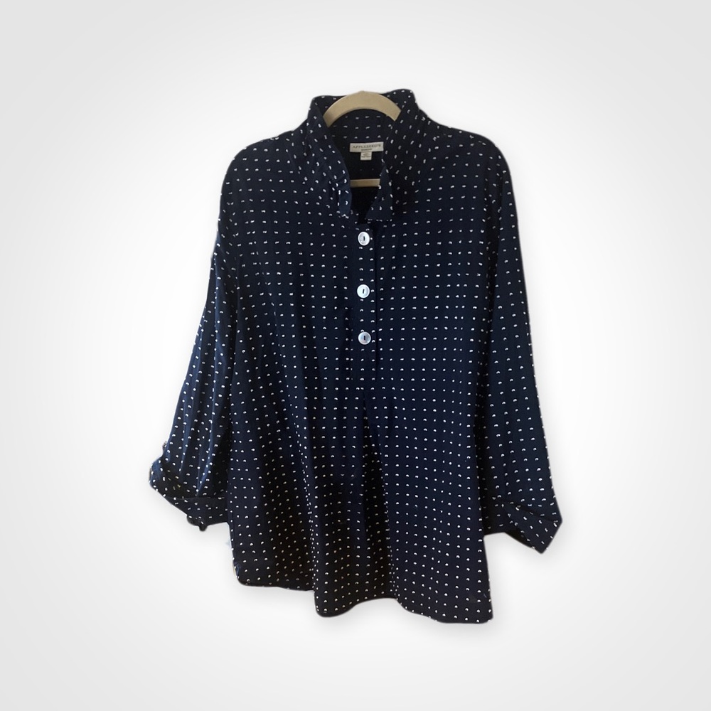 Navy and White Clip Dot Tunic